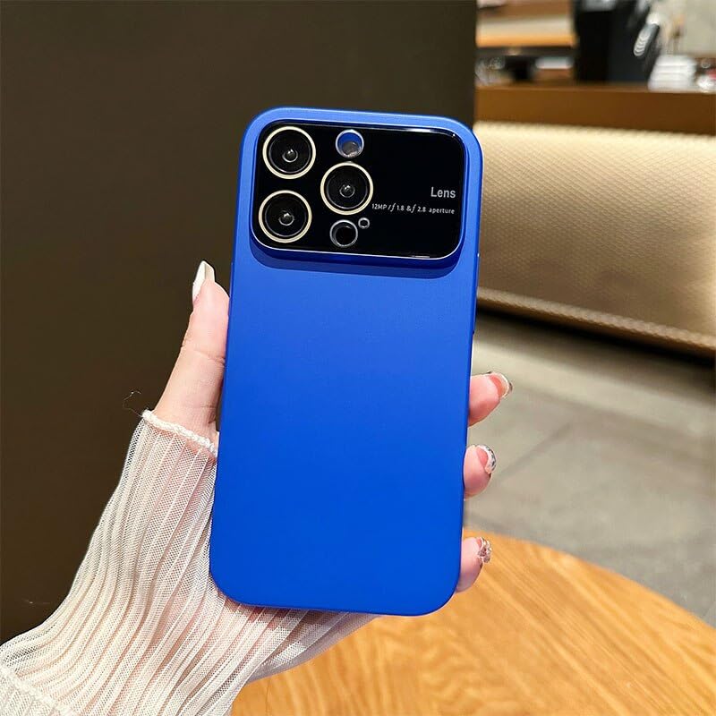 iPhone 14 Pro Max Luxury Camera Lens Case Solid Color Case - Blue