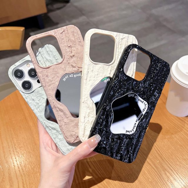 3D Fold Rock Texture Plating Mirror Phone Case iPhone 14 Pro