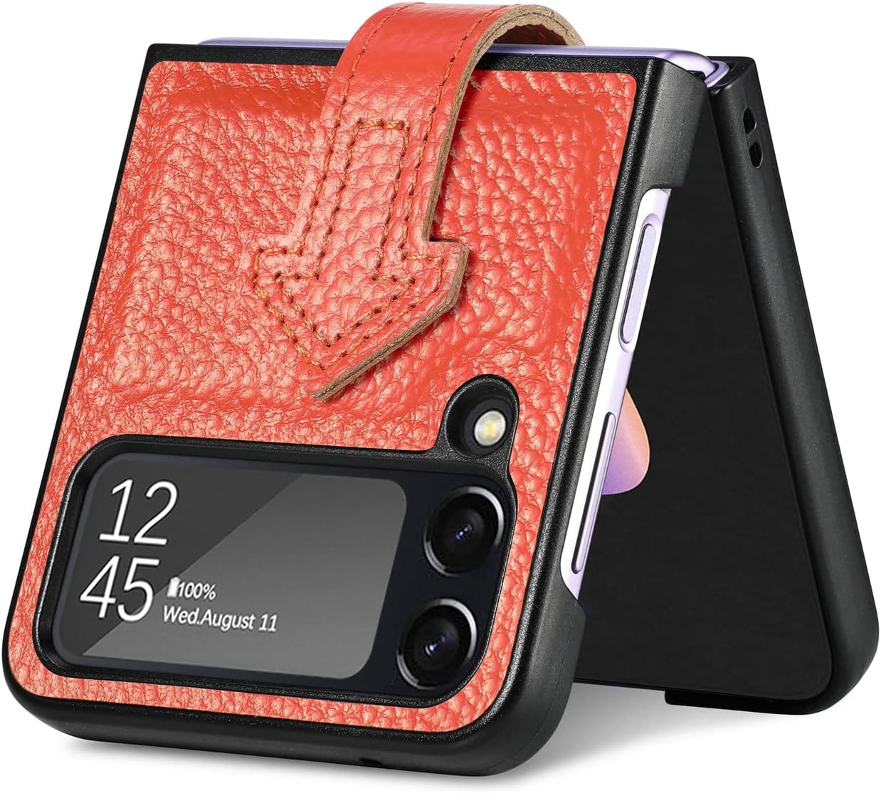 Genuine PU Leather hand strap for samsung Galaxy Z flip 4 - Orange