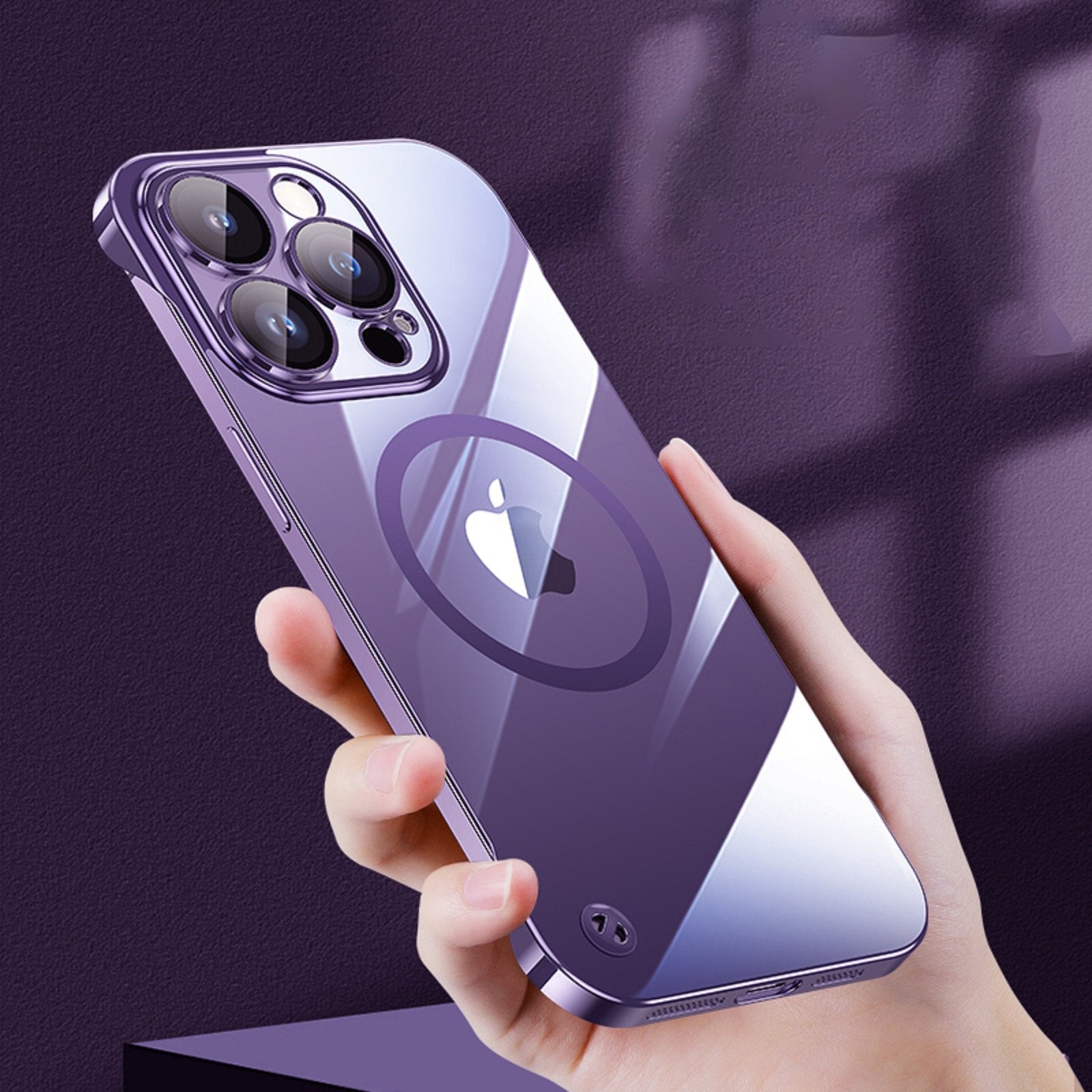 Frameless hard plastic  shockproof magnetic shell for iPhone 14