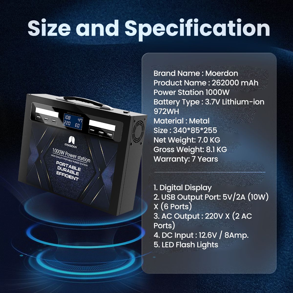 Moerdon 1000watt- 360000Mah (1332Wh) Portable Power Station