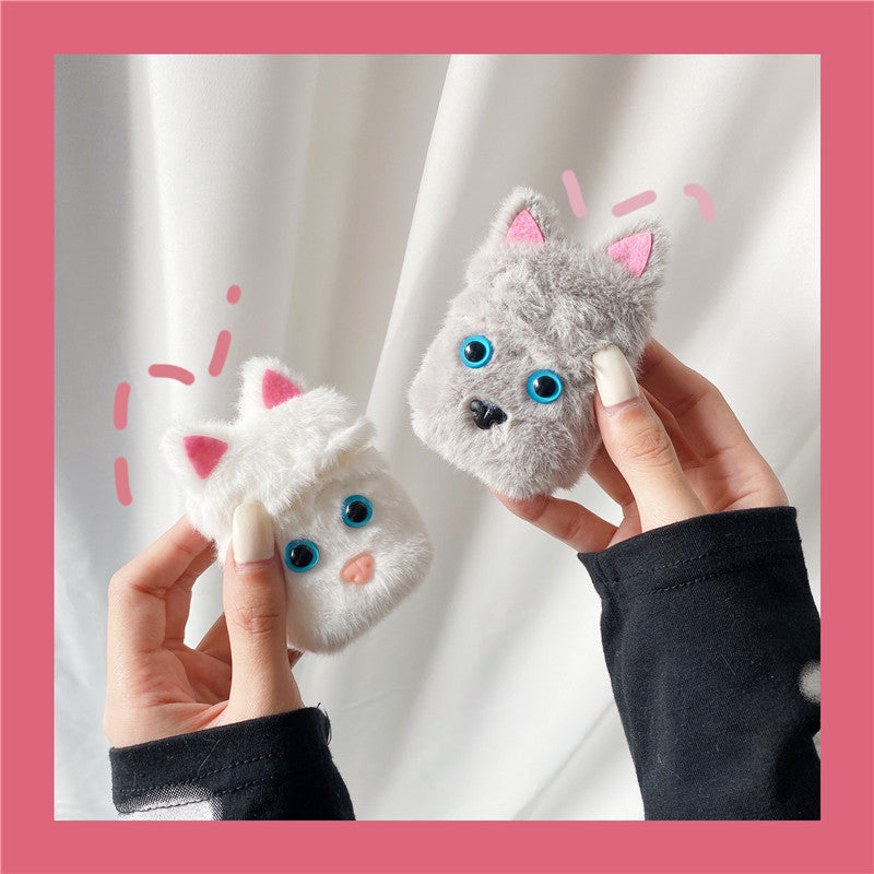 3D Cute Cartoon Black White Plush Cat Earphone Cases For Airpods 3