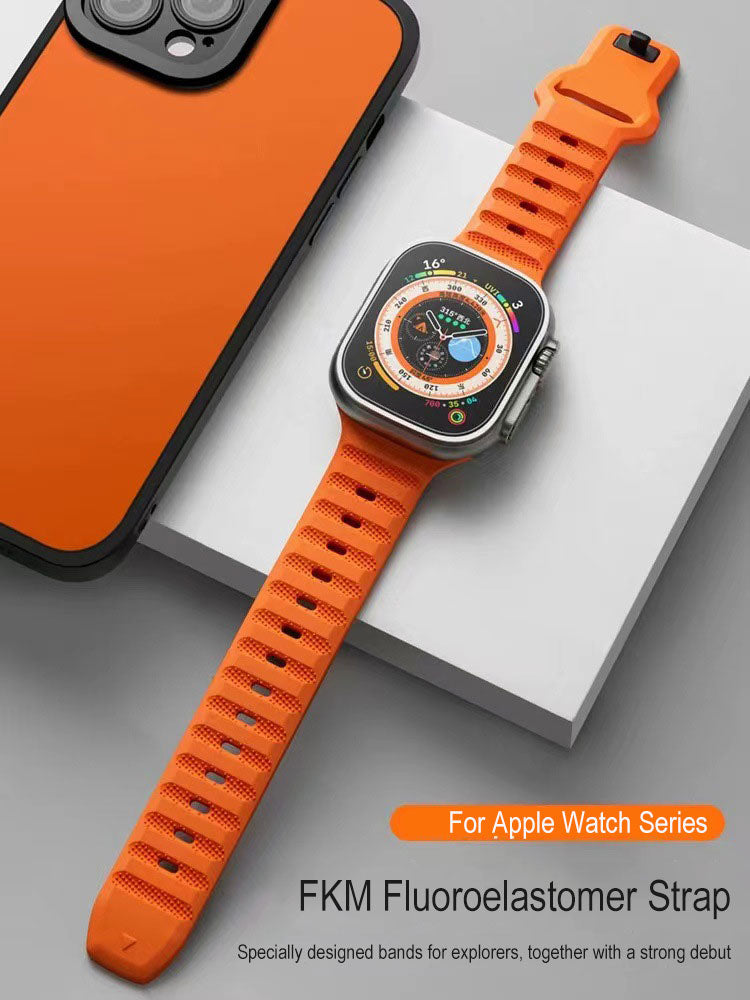 Fashion Men luxury FKM Watch Band Strap Belt For Apple Watch Orange