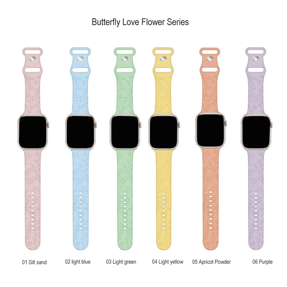 Silicone braceletfor iwatch  For Apple Watch Band Fashion Floral Engraved Strap 41mm