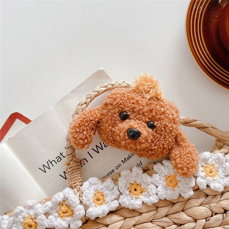 3D Cute Cartoon Teddy Dog Earphone Cases For Airpods 1-2 pro Brown