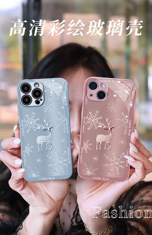 Cartoon deer class mobile cover Iphone 14 - Pink