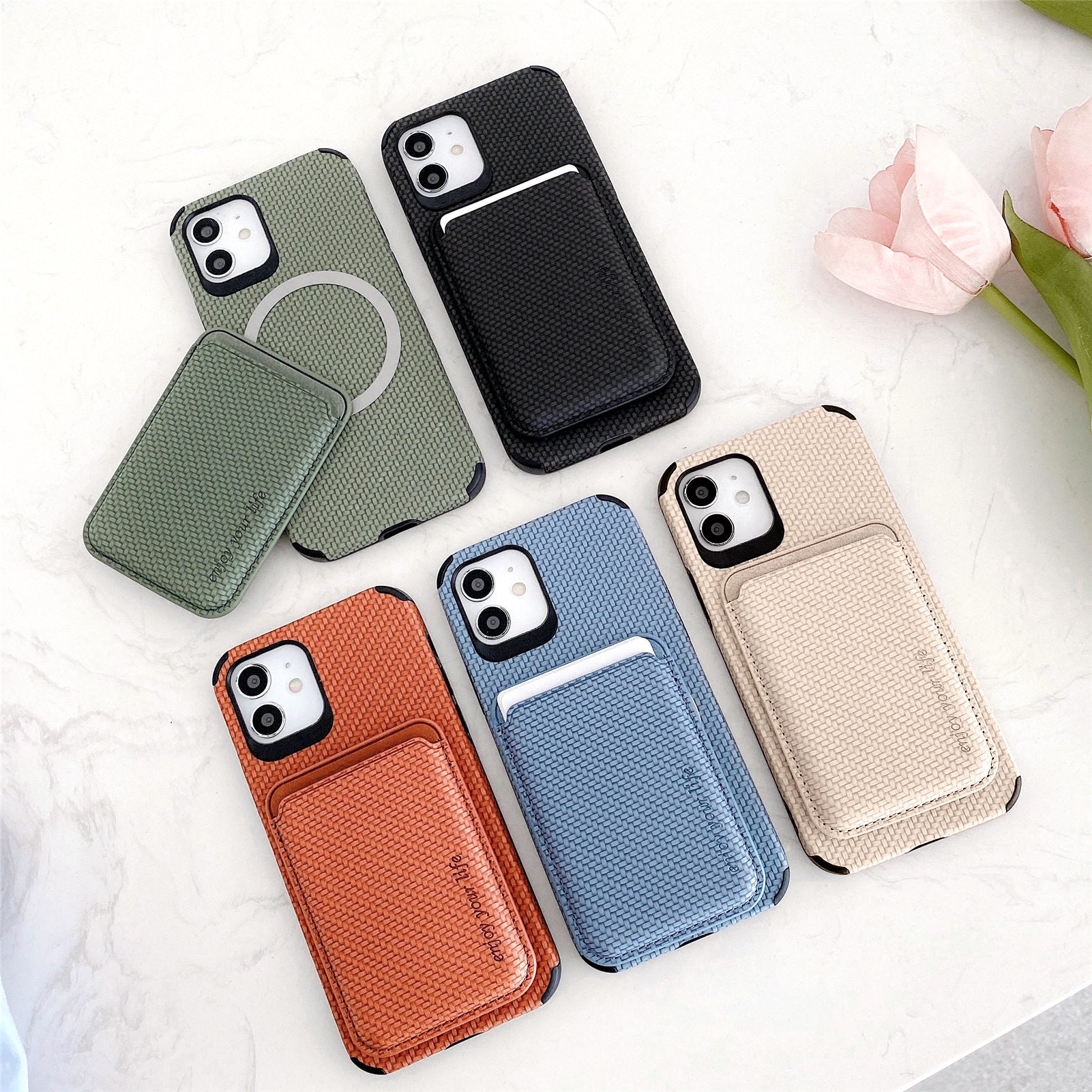 Iphone PU Leather magnetic card holder case for Various models