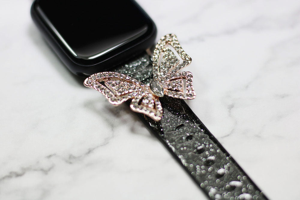 New Design Bling Butterfly Real leather Watch Band for Apple Watch