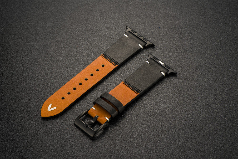 High Quality PU Leather Spliced Watch Strap 41mm