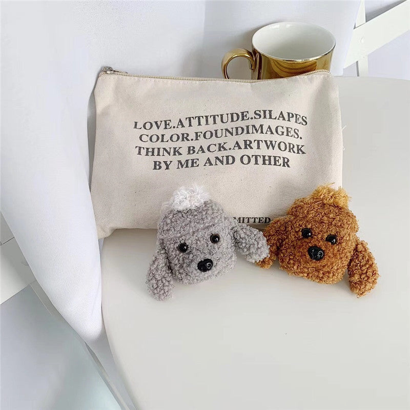 3D Cute Cartoon Teddy Dog Earphone Cases For Airpods 1-2 pro Brown