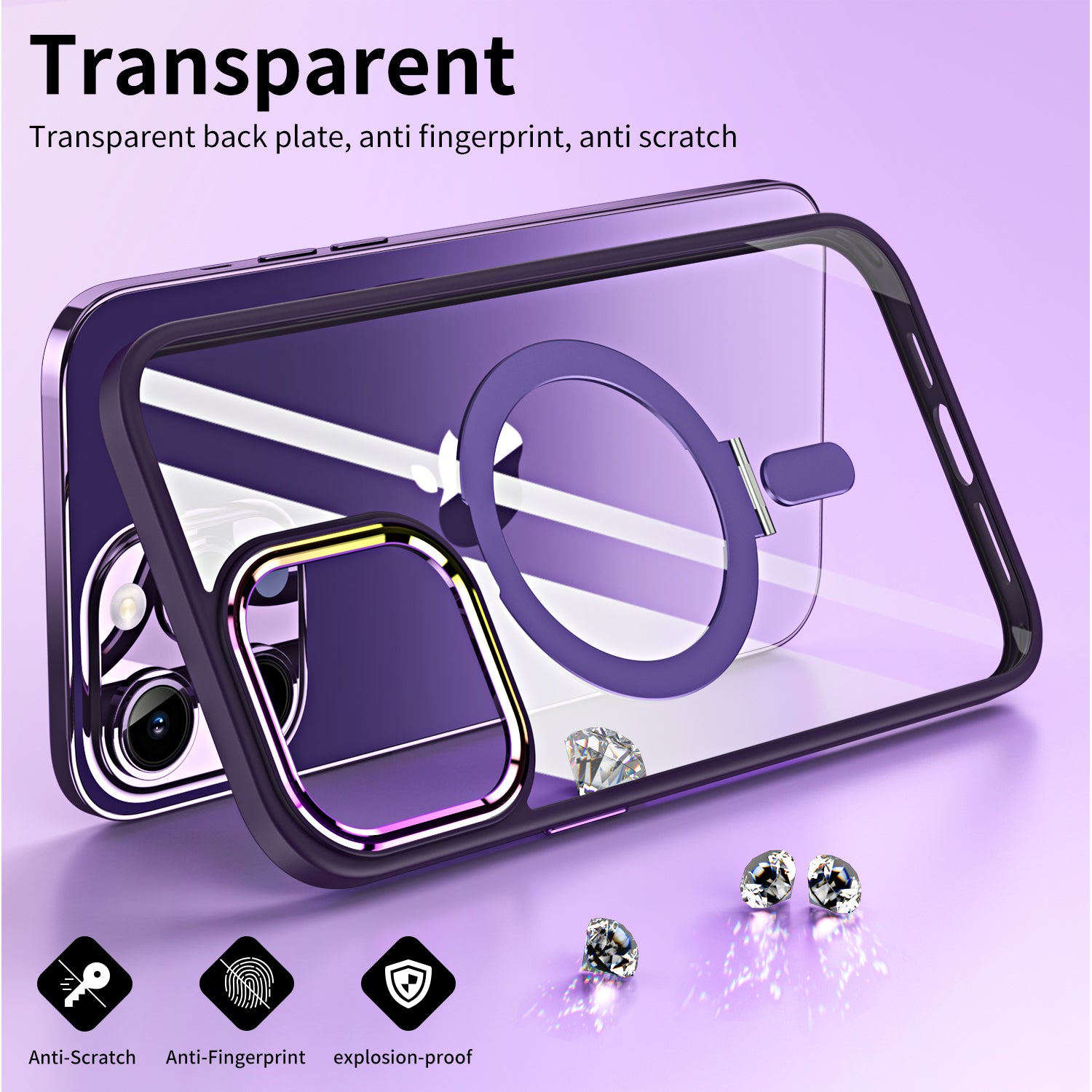 Shockproof Metal luxury transparent plated magnetic charger Iphone 13 PRO MAX