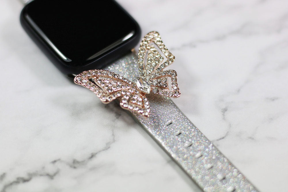 New Design Bling Butterfly Real leather Watch Band for Apple Watch