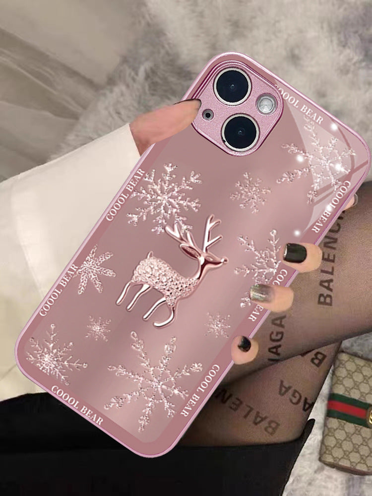 Cartoon deer class mobile cover Iphone 14 - Pink