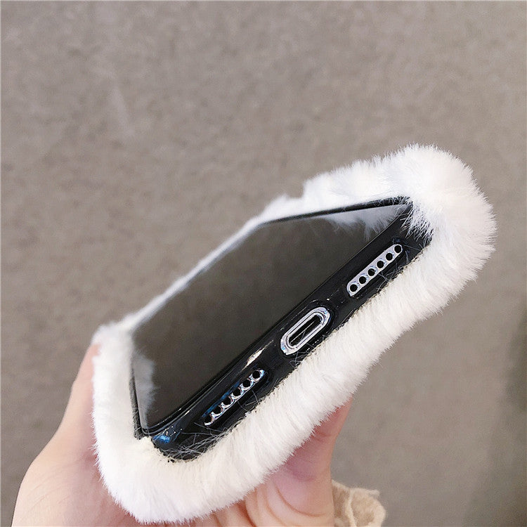 Hot cute cat fur TPU cartoon cover soft fluffy Iphone 13 PRO - Black