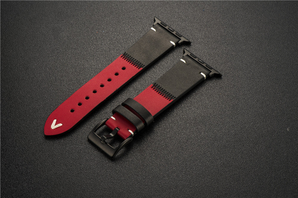 High Quality PU Leather Spliced Watch Strap 41mm