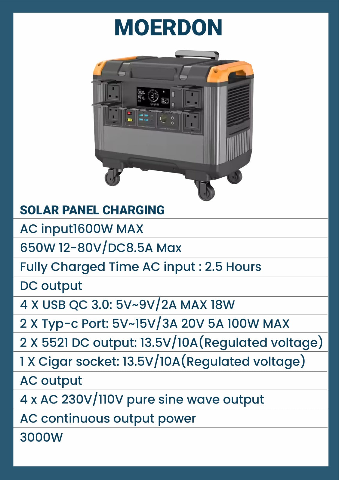 Moerdon 3000W Power Station 2688WH