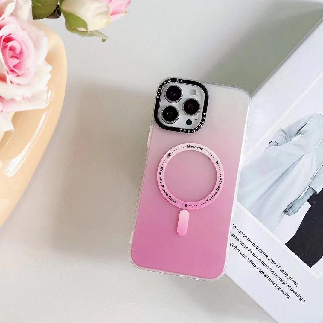 Magnetic Wireless Charging Gradient Protective Luxury CASE iPhone 15 Pink