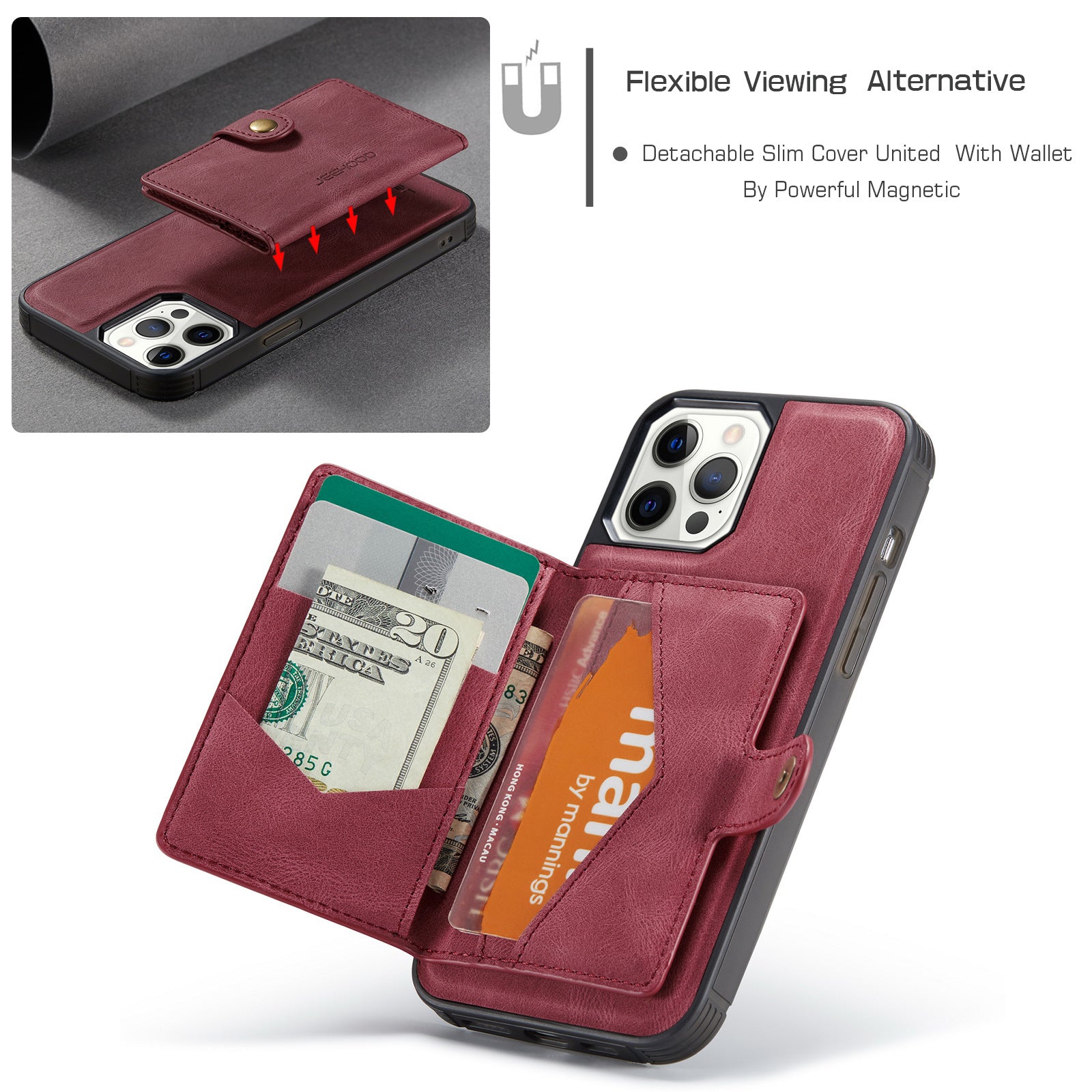 iPhone 13 Pro Max Case Wallet with Card Slot Holder Premium Zipper