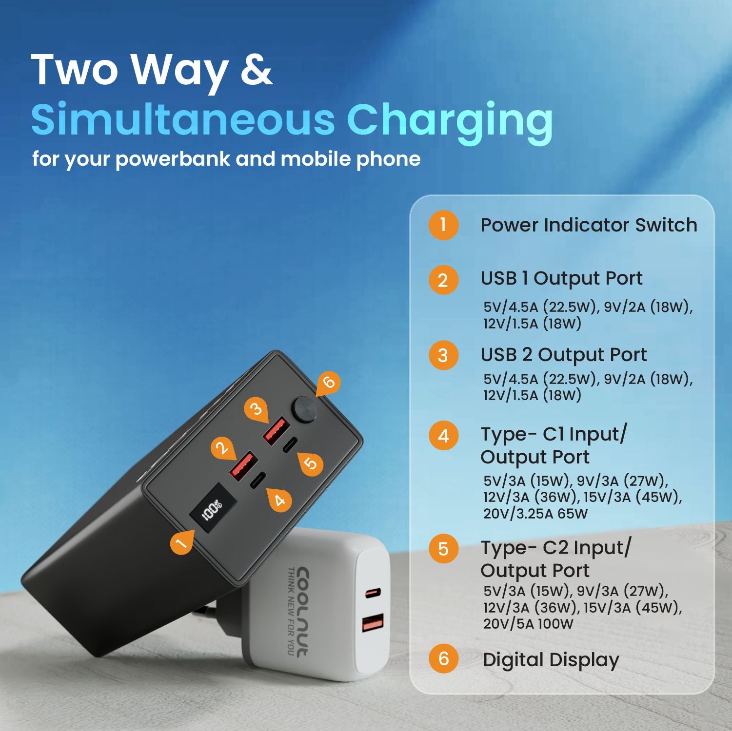 simultaneous charging power bank